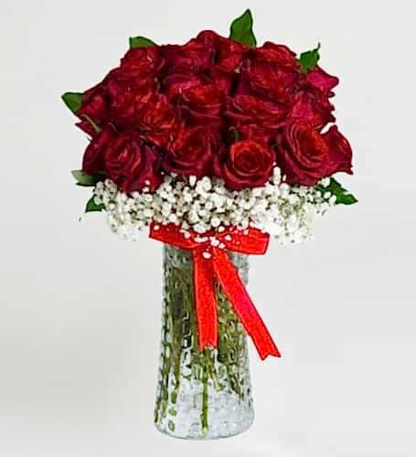 Vazoda 20'li Kırmızı Gül