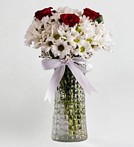 Vazoda Papatya Ve Gül